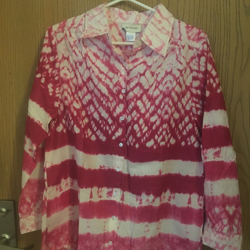 CW classics pink dye long sleeves shirt large